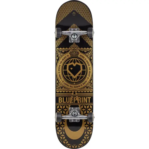 Skateboard Komplettboard Blueprint Home Heart (8.125" - Schwarz/Gold)