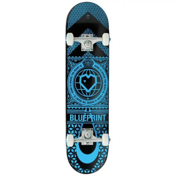 Skateboard Komplettboard Blueprint Home Heart (7.75" - Schwarz/Blau)