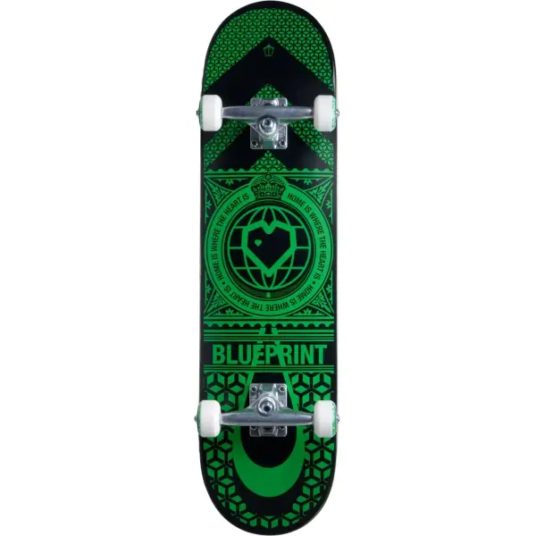 Skateboard Komplettboard Blueprint Home Heart (8" - Schwarz/Grün)