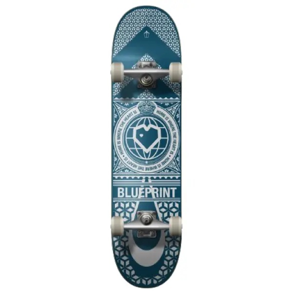 Skateboard Komplettboard Blueprint Home Heart (8" - Light Blue)