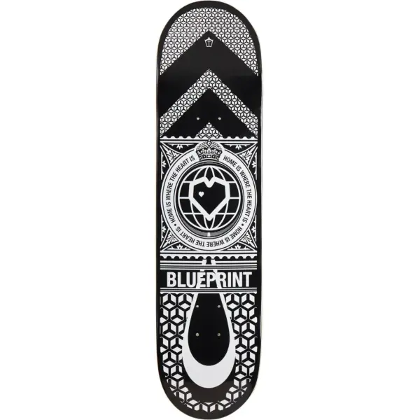 Skateboard Deck Blueprint Home Heart (8" - Weiß)