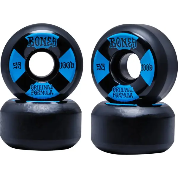 Skateboard Wielen Bones 100's OG Formula V5 4-Pack (53mm - Zwart/Blauw)