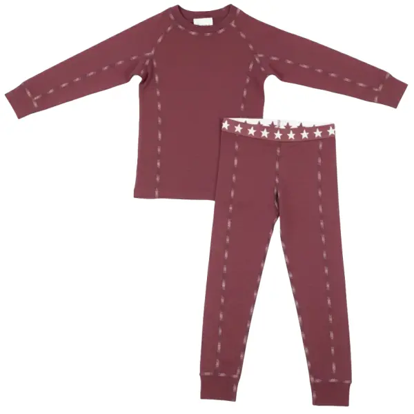 Cold Stars Merino Whool Junior Ski Funktionsunterwäsche Set (116 - Dark Coral)