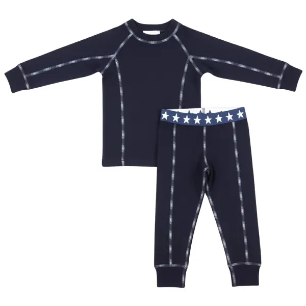 Cold Stars Merino Whool Junior Ski Funktionsunterwäsche Set (128 - Marine)