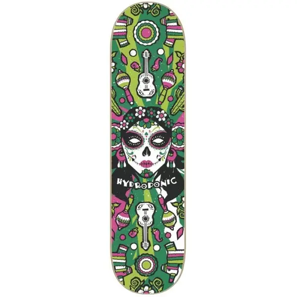 Skateboard Deck Hydroponic Mexican Skull 2.0 (8" - Green Catrina)