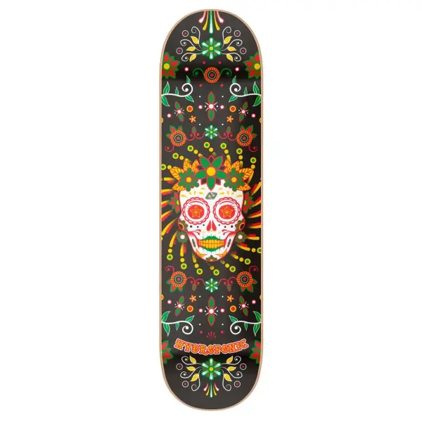 Skateboard Deck Hydroponic Mexican Skull 2.0 (8.25" - Black Catrina)