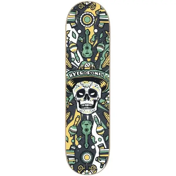 Skateboard Deck Hydroponic Mexican Skull 2.0 (8.375" - Black)