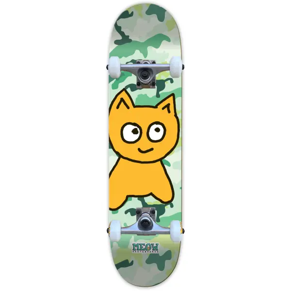 Skateboard Børn Meow Big Cat Soft Top (7.25" - Camo Green)