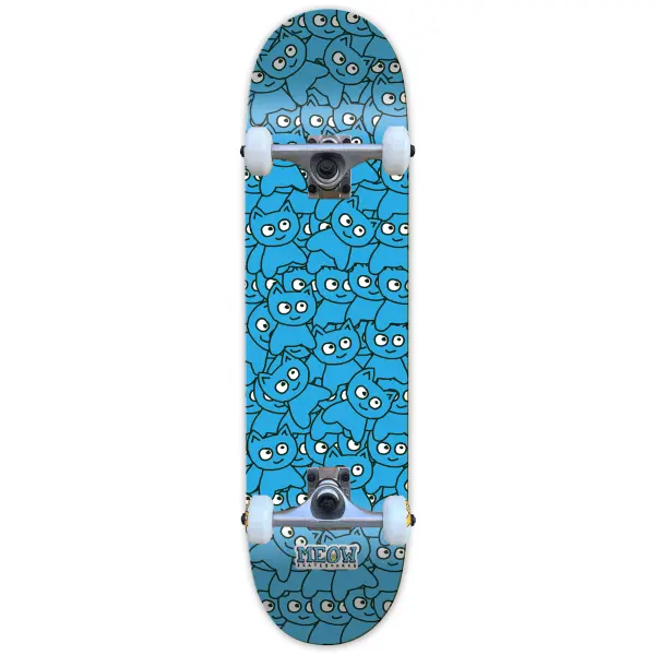 Skateboard Komplettboard Meow Sticker Pile (8.25" - Cyan)