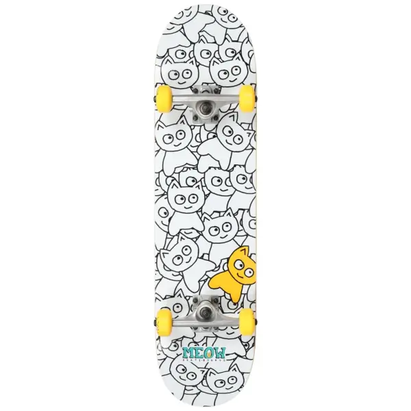 Komplet Skateboard Meow Sticker Pile (8" - Hvid)