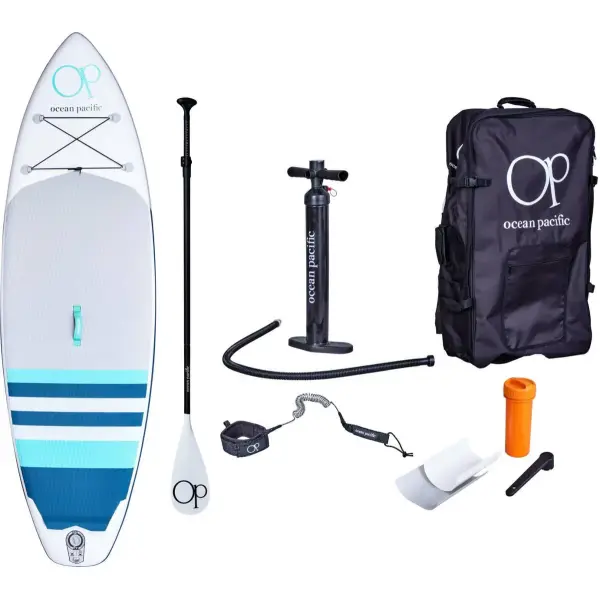 Ocean Pacific Sunset All Round 9'6 Aufblasbares SUP Board (Weiß/Grau/Petrol)