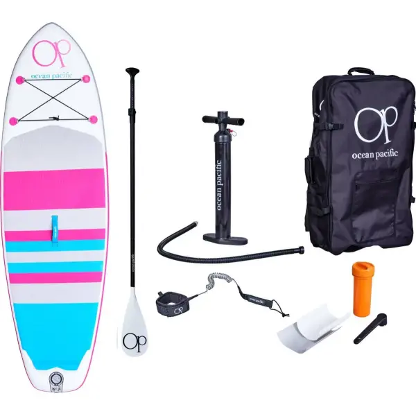 Ocean Pacific Venice All Round 8'6 Aufblasbares SUP Board (Weiß/Grau/Pink)