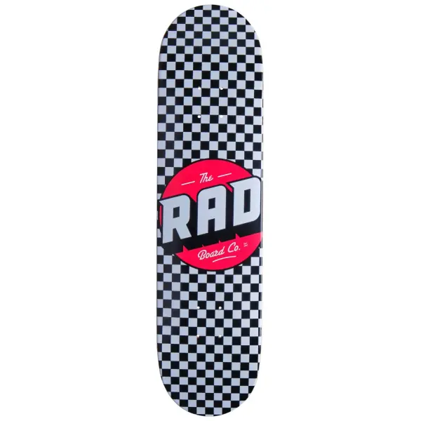 Skateboard Deck RAD Checker (8" - Sort/Hvid)