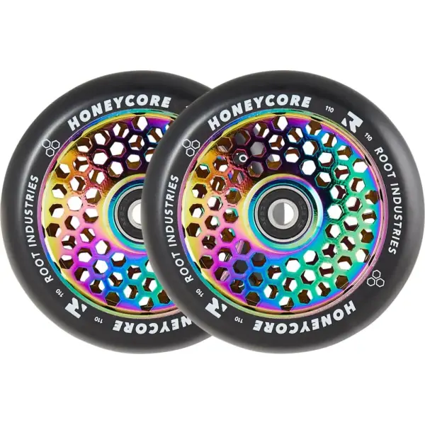 Hjul Til Løbehjul Root Honeycore Sort 110mm 2-Pak (110mm - Neochrome)