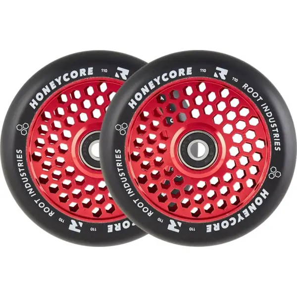 Stunt Scooter Rollen Root Honeycore Schwarz 110mm 2 Stk. (110mm - Rot)
