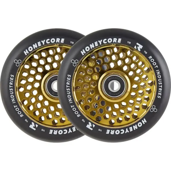 Stunt Scooter Rollen Root Honeycore Schwarz 110mm 2 Stk. (110mm - Gold)
