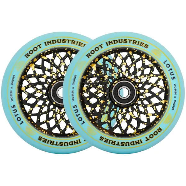 Hjul Til Løbehjul Root Lotus 2-Pak (110mm - Blue/Gold Splatter)