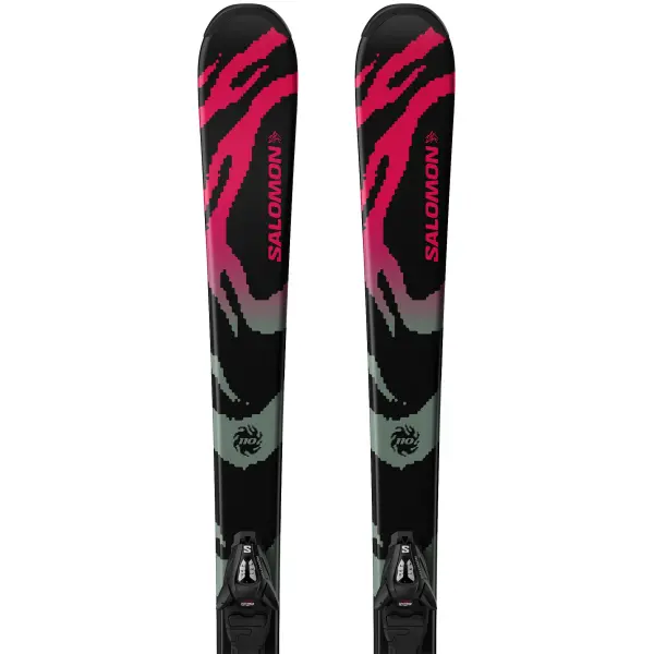Kinderski Salomon Qst S + C5 GW (110cm - Schwarz)