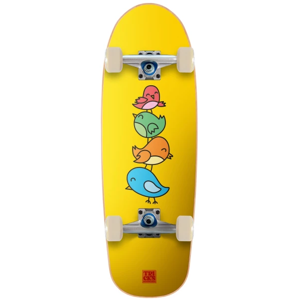 Skateboard Komplettboard Tricks Birds Soft Top (8.25" - Gelb)