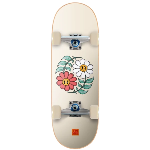 Skateboard Komplettboard Tricks Yin Yang Flowers Soft Top (7.87" - Grau)