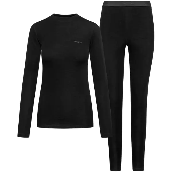 Viking Base Layer Meriboo Set – termoundertøj til kvinder – sort, størrelse: S